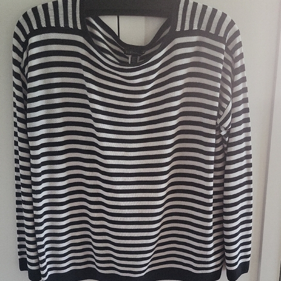 Eileen Fisher Sweaters - Eileen Fisher Black and White Striped Crew Neck Sweater